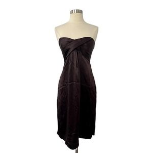 Nicole Miller New York City Brown Silk Strapless Dress Size 2 EUC